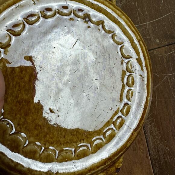 Antique‎ Stoneware Pottery Jug Round Shape Amber Color Crude Spout Handle - Picture 2 of 9